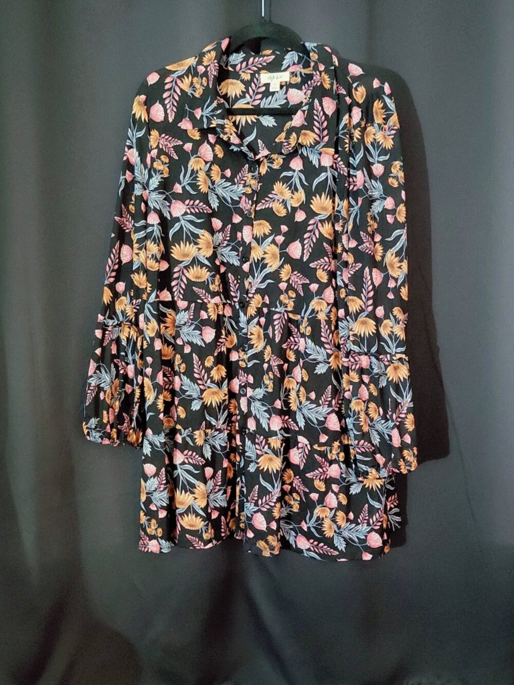 Style and Company Floral Tired Shirt Dress/Tunic size XL